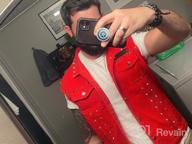 img 1 attached to Men'S Punk Rivet Denim Jean Vest Sleeveless Jacket review by Mike Diaz