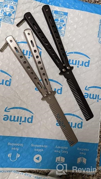 img 1 attached to WAYDA Butterfly Knife, Trainer Martial Arts Practice Tool Steel Metal Folding Knife Comb Unsharpened Blade, Training Knife For Practicing Flipping Tricks, Set Of 2 review by Chris Dildine