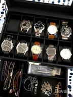 img 1 attached to Keep Your Watches Safe And Organized With BEWISHOME'S 10-Slot Watch Box - Black PU Leather, Real Glass Top, And Valet Drawer Included! review by James Davis