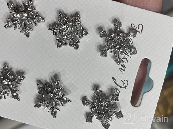 img 1 attached to ❄️ CEALXHENY Snowflake Earrings: Sparkling Rhinestone Crystal Studs for Women and Girls - Perfect Holiday Party Gift Set review by Dana Franklin