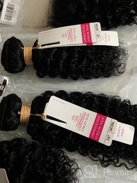 img 1 attached to 100% Unprocessed Brazilian Loose Wave Human Hair Bundles With Free Part Lace Closure (22 24 26+18) - Long Loose Deep Curly Hair For Seamless Styling review by Andrew Choukline