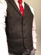 img 1 attached to Upgrade Your Style With VOBOOM Mens Herringbone Fullback Wool Tweed Suit Vest review by Matt Ellis