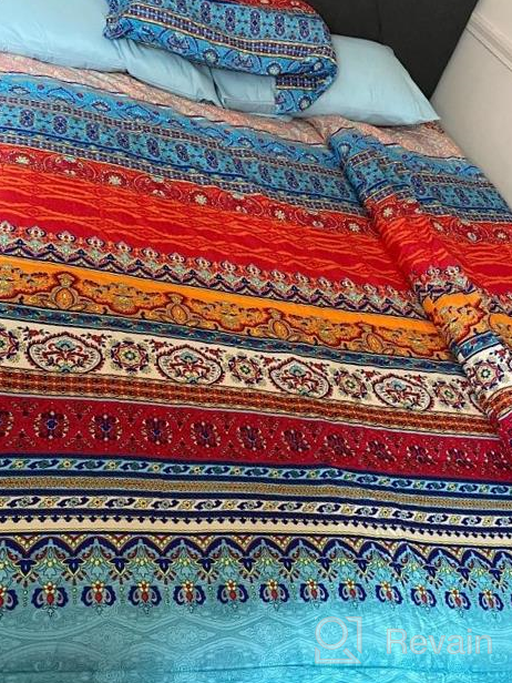 img 1 attached to Experience Chic Comfort With Flysheep'S Boho Bedding Set - 7 Pieces Queen Size Fit, Tribal Striped Prints, And Reversible Comforter review by Jeff Apel