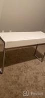 img 1 attached to Glossy White Vanity Desk By GreenForest With 2 Drawers, Modern Style Console Table For Bedroom, Home Office, & Makeup Station - 47" With Gold Metal Legs (Mirror Not Included) review by Giovanni Bedjohn