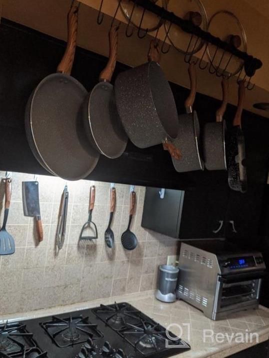 img 1 attached to Black Wall Mounted Pot Rack With 16 Hooks And Detachable Organizer For Pans, Lids, And Utensils - Toplife 39.4 Inches review by Tommy Clement