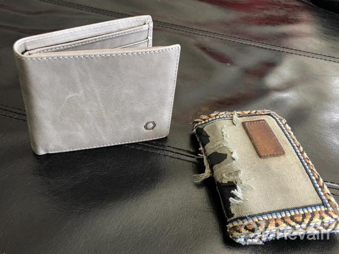 img 1 attached to RFID Blocking Cowhide Leather Bifold Wallet For Men - 2 ID Windows review by Alex Britton