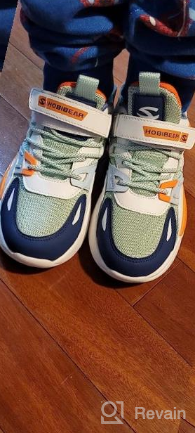 img 1 attached to HOBIBEAR Kids Sneakers: Lightweight, Breathable Running Shoes For Boys & Girls - Hook And Loop Closure! review by Steve Walton