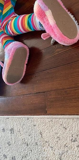 img 1 attached to KAKU NANU Toddler Kids Slippers - Adorable Animal Cartoon Shoes for Girls and Boys, Warm Fleece Winter Household Slippers review by Covey Palmer