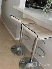 img 7 attached to Set Of 2 Adjustable Swivel PU Leather Barstools With Gas Lift & Chrome Base, Black