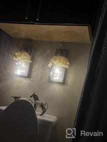 img 7 attached to Rustic Brown Mason Jar Sconces - LED Strip Lights, 6-Hour Timer, Silk Hydrangea & Iron Hooks For Home Decor