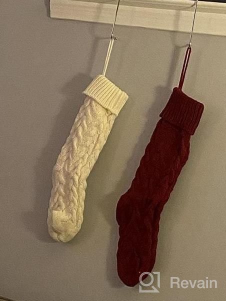 img 1 attached to 6 Pack 18" Large Cable Knit Christmas Stockings With Name Tags - Burgundy Red, Ivory White, Green Chunky Hand Stockings review by Brennan Buckley