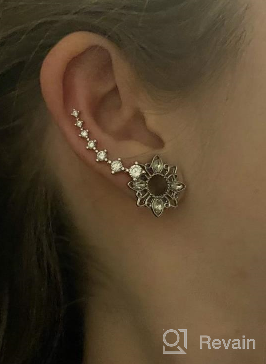 img 1 attached to Shine Bright With 7 Star Ear Cuffs: Hypoallergenic Climber Earrings In Sterling Silver For Women, With Cubic Zirconia - Perfect Birthday Gift! review by Dave Moody