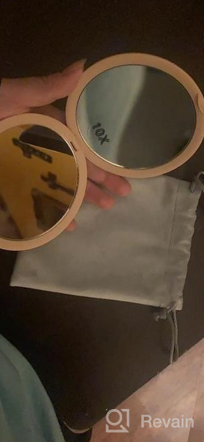 img 1 attached to Magnifying Compact Mirror For Purses, 1X/10X Magnification – Double Sided Travel Makeup Mirror, 4 Inch Small Pocket Or Purse Mirror. Distortion Free Folding Portable Compact Mirrors (Champagne Gold) review by Devon Leach