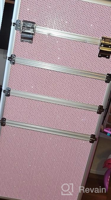 img 1 attached to Pink Professional Makeup Rolling Organizer With Folding Trays And Aluminum Frame - OUDMAY Cosmetic Train Case 4 In 1 review by Alejandro Anaya