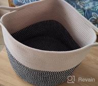 img 1 attached to Organize In Style With YOUDENOVA Cotton Rope Cube Storage Baskets - 13X13 Round Woven Baskets For Modern Storage Décor - Pack Of 2 - Grey&Cream White review by John Chembola