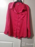 img 1 attached to Women'S Satin V Neck Button Down Blouse Tops With Pocket - Long Sleeve Casual Work Shirt review by Hartman Hernandez