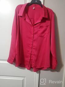 img 6 attached to Women'S Satin V Neck Button Down Blouse Tops With Pocket - Long Sleeve Casual Work Shirt