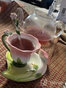 img 7 attached to Розовая чайная чашка и блюдце (желтый и красный) - Beddinginn