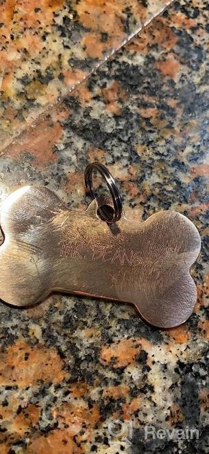 img 1 attached to Valyria Stainless Steel Custom Engraved Rose Gold Bone Pet ID Tags For Large Dogs 29Mmx50Mm(1 1/8" X 1") review by Jeff Bundrick