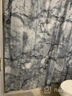 img 1 attached to MDesign Fabric Shower Curtain, 72" X 72", Machine Washable, Quality Reinforced Buttonholes For Bathroom, Guest Bath, Stalls, Tubs, Carrara Marble Design - Almond Brown review by Kim Allen