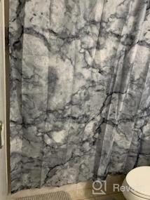 img 6 attached to MDesign Fabric Shower Curtain, 72" X 72", Machine Washable, Quality Reinforced Buttonholes For Bathroom, Guest Bath, Stalls, Tubs, Carrara Marble Design - Almond Brown