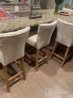 img 1 attached to NOBPEINT 25 Inch Fabric Upholstered Barstool Solid Wood Legs, Beige(Set Of 2) review by James Maruffo
