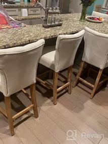 img 7 attached to NOBPEINT 25 Inch Fabric Upholstered Barstool Solid Wood Legs, Beige(Set Of 2)
