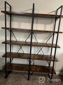 img 8 attached to Vintage Industrial Double Wide Bookcase With 5 Large Shelves - Perfect For Home Decor And Office Displays