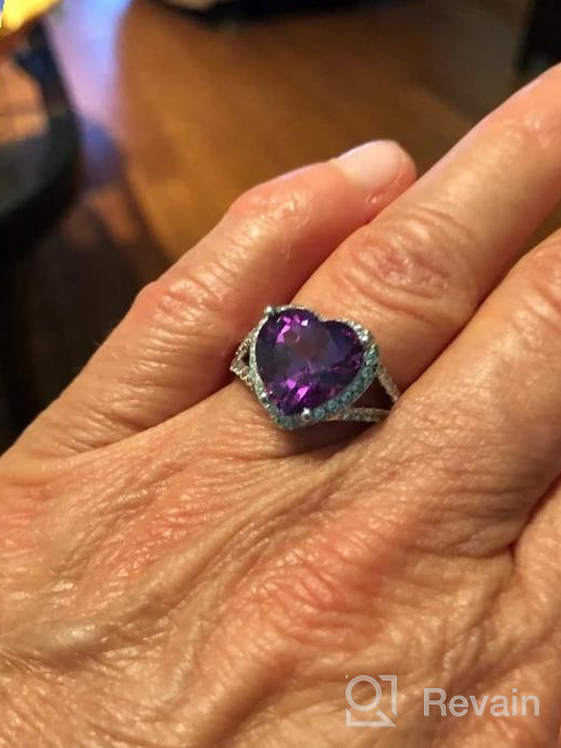 img 1 attached to Large Color-Changing Heart Shaped Peora Simulated Alexandrite Ring For Women - 5.50 Carats, 925 Sterling Silver, Available In Sizes 5 To 9 review by Katherine Peterson