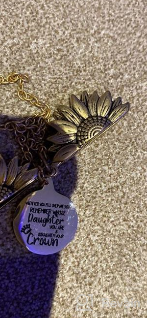 img 1 attached to Engraved Sunflower Jewelry for Girls: Inspiring Sunshine Collection review by Cynthia Romero