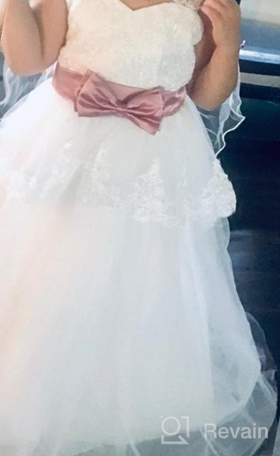 img 1 attached to Elegantly Adorned Tulle Flower Girls' Clothing with Appliques Sleeves review by Margaret Ford