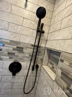 img 1 attached to Gabrylly Brushed Gold Wall Mounted Slide Bar Shower System With High Pressure 10" Rain Shower Head, 5-Setting Handheld Shower Set, And Valve Trim Diverter. review by Adam Clemons