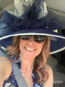 img 5 attached to Women'S Organza Kentucky Derby Hat Feather Veil Fascinator Bridal Tea Party Wedding Headwear Beige Navy