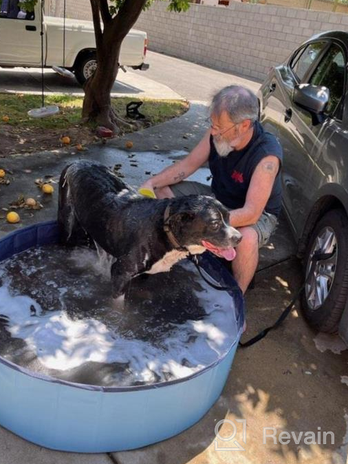 img 1 attached to Collapsible Dog And Pet Pool - 48Inch.D X 11.8Inch.H - Perfect For Bathing Dogs, Cats, And Kids - Foldable And Portable - Blue By Jasonwell review by Jabari Campbell