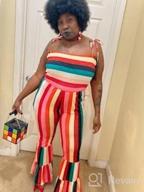 img 1 attached to Colorful Chic: MS Mouse Women'S Rainbow Print Stripes Crop Top And Wide Leg Pants Set review by Aisha Quinn