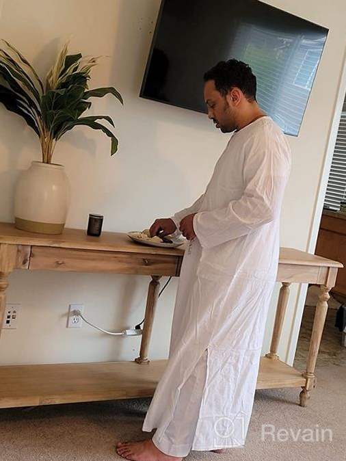 img 1 attached to 👘 Relax in Style: Jacansi Men's White Sleeve Kaftan Loungewear for Sleeping and Lounging review by Mike Pedroza