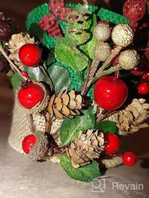 img 6 attached to 20-Pack искусственных красных ягодных цветочных украшений для рождественских венков, украшений для рождественских елок - мини-ветви сосны Firlar с ягодами остролиста