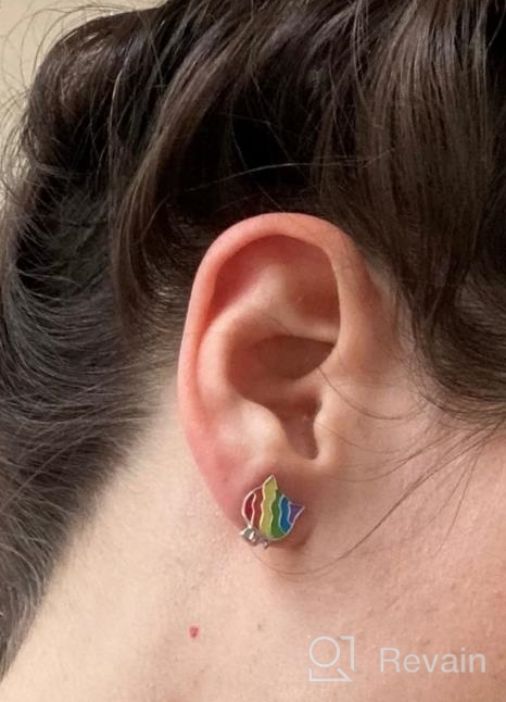 img 1 attached to Adorable Rainbow Cat Stud Earrings - 925 Sterling Silver Plated Tragus Post Hypoallergenic Pet Studs for Women & Girls - Uniquely Designed Valentine & Christmas Jewelry - Perfect Gift for Daughter & Sister review by Angela Santos