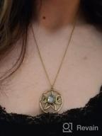 img 1 attached to Stunning LUX ACCESSORIES Double Crescent Moon Pentagram Blue Opal Necklace: Elegant Symbol of Mystical Beauty review by Melody Watson