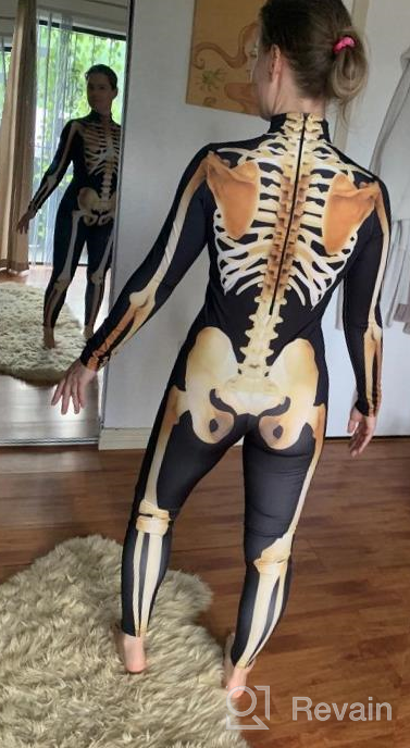 img 1 attached to Women Halloween Skull Print Jumpsuit Outfit Long Sleeve Costume review by Jevon Sterling