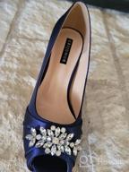 img 1 attached to Elegant Satin Peep Toe Mid Heels With Rhinestone Accents For Women'S Evening Prom And Wedding review by Ghostnote Hankins