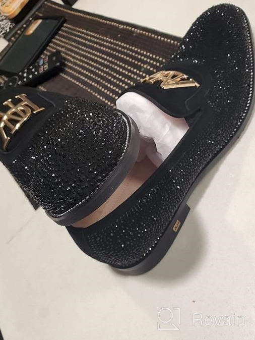 img 1 attached to Loafers Classic Rhinestone Leather Wedding Men's Shoes review by Rashid Summers