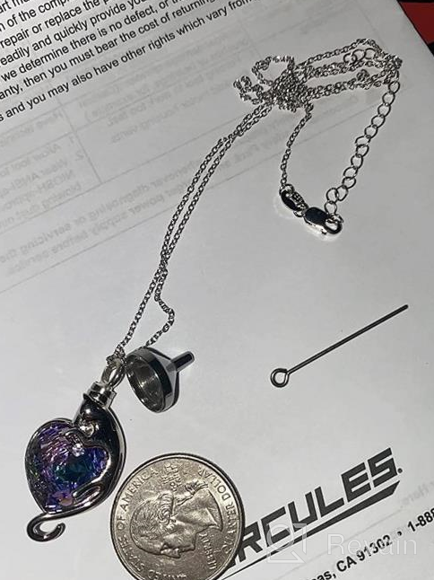 img 1 attached to 🐱 Sterling Silver Cat Urn Necklace: My Angel Cat Cremation Keepsake with Austrian Blue Heart Crystal review by Benny Suazo