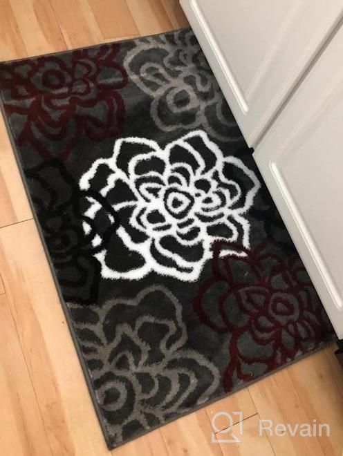 img 1 attached to Modern Abstract Floral Soft Area Rug With Easy Maintenance For Home And Office - 5' 3" X 7' 3," Ideal For Living Room, Bedroom, And Kitchen Decor In Elegant Gray Shade. review by Tom Lawson