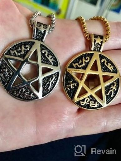 img 1 attached to Stainless Steel Pendant Necklace with Supernatural Devils 🔮 Trap Symbol and Sigil - Pentagram Anti Possession by HZMAN review by Joe Roberts