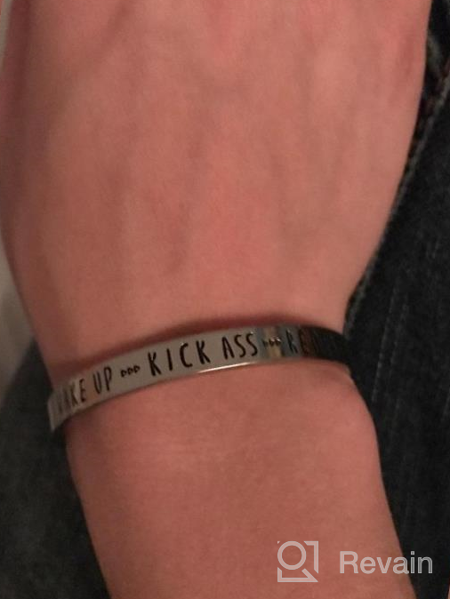 img 1 attached to 🌞 Wake Up, Kick Ass, Repeat: Yiyang Hand Stamped Bracelet Cuff Bangle for Empowered Women review by Douglas Coronado