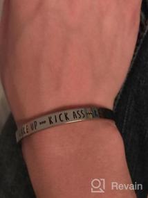 img 5 attached to 🌞 Wake Up, Kick Ass, Repeat: Yiyang Hand Stamped Bracelet Cuff Bangle for Empowered Women