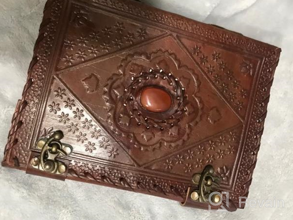 img 1 attached to Seven Stone Handmade Leather Journal Diary with Lock - Vintage Old Antique Writing Notebook for Men Women, Dnd Travel Bullet, Large Size, Cool Brown 8 Inch review by Brian Dildine