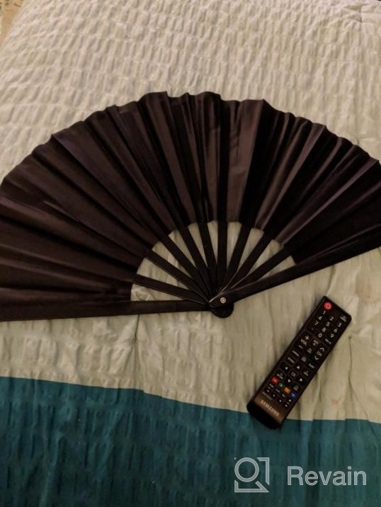 img 1 attached to Chinese/Japanese Folding Nylon-Cloth Hand Fan - Amajiji Large Women'S Gift Craft Dance Fan review by Michael Montgomery