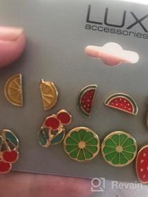 img 3 attached to Lux Accessories Women's Enamel Tropical Fruit Multiple Stud Earrings Set - Pack of 6